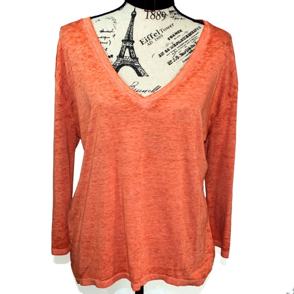 Abound Tops - Abound Orange Mecca Hi-Lo V-Neck Shirt